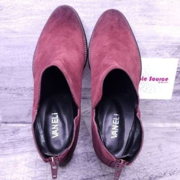 Vaneli Homer Burnished Toe Suede Ankle Boot Burgundy Red Women's 8.5 Narrow NEW - Picture 6 of 8